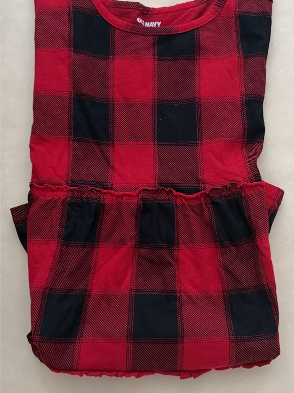 Old Navy Red and Black Plaid Knit Dress